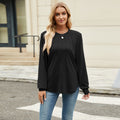 Women's long sleeved top, fashionable and casual round neck